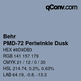 Código de color: Behr - PMD-72 Periwinkle Dusk | qconv.com