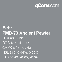 颜色代码: Behr - PMD-73 Ancient Pewter | qconv.com