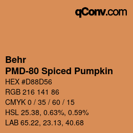 Color code: Behr - PMD-80 Spiced Pumpkin | qconv.com