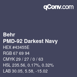 Color code: Behr - PMD-92 Darkest Navy | qconv.com