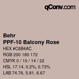 カラーコード: Behr - PPF-10 Balcony Rose | qconv.com