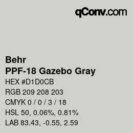 カラーコード: Behr - PPF-18 Gazebo Gray | qconv.com