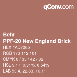 Color code: Behr - PPF-20 New England Brick | qconv.com