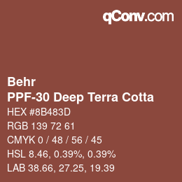 カラーコード: Behr - PPF-30 Deep Terra Cotta | qconv.com