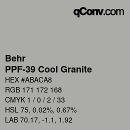 カラーコード: Behr - PPF-39 Cool Granite | qconv.com