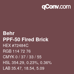 カラーコード: Behr - PPF-50 Fired Brick | qconv.com