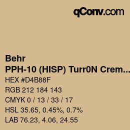 Color code: Behr - PPH-10 (HISP) Turr0N Cremoso | qconv.com