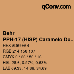 Color code: Behr - PPH-17 (HISP) Caramelo Dulce | qconv.com