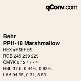 カラーコード: Behr - PPH-18 Marshmallow | qconv.com