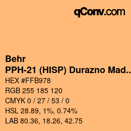 Color code: Behr - PPH-21 (HISP) Durazno Maduro | qconv.com