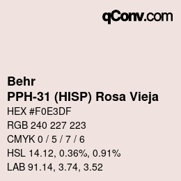 Código de color: Behr - PPH-31 (HISP) Rosa Vieja | qconv.com