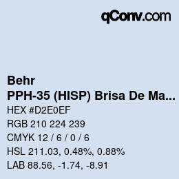 カラーコード: Behr - PPH-35 (HISP) Brisa De Mar | qconv.com