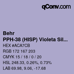 Código de color: Behr - PPH-38 (HISP) Violeta Silvestre | qconv.com