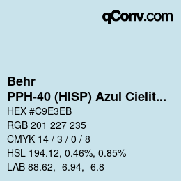 Color code: Behr - PPH-40 (HISP) Azul Cielito Lindo | qconv.com