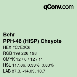 カラーコード: Behr - PPH-46 (HISP) Chayote | qconv.com