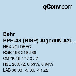 Farbcode: Behr - PPH-48 (HISP) Algod0N Azul | qconv.com