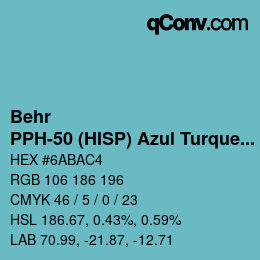 Código de color: Behr - PPH-50 (HISP) Azul Turquesa | qconv.com