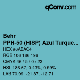 カラーコード: Behr - PPH-50 (HISP) Azul Turquesa | qconv.com