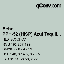カラーコード: Behr - PPH-52 (HISP) Azul Tequila | qconv.com