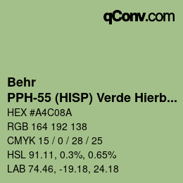 Color code: Behr - PPH-55 (HISP) Verde Hierba | qconv.com