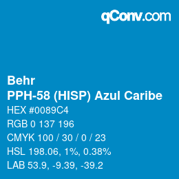 Código de color: Behr - PPH-58 (HISP) Azul Caribe | qconv.com
