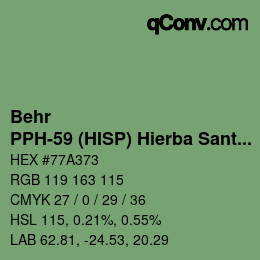 カラーコード: Behr - PPH-59 (HISP) Hierba Santa | qconv.com