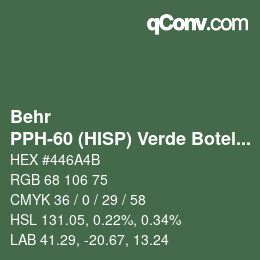 Color code: Behr - PPH-60 (HISP) Verde Botella | qconv.com