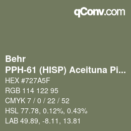 カラーコード: Behr - PPH-61 (HISP) Aceituna Picante | qconv.com