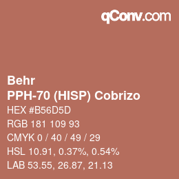 Code couleur: Behr - PPH-70 (HISP) Cobrizo | qconv.com
