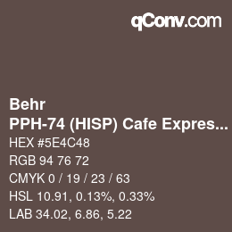 カラーコード: Behr - PPH-74 (HISP) Cafe Expreso | qconv.com