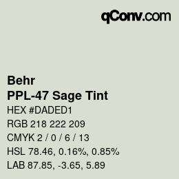 カラーコード: Behr - PPL-47 Sage Tint | qconv.com