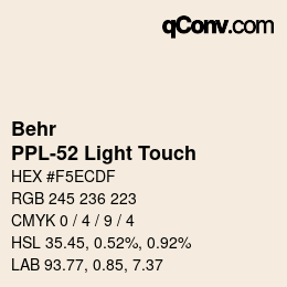 カラーコード: Behr - PPL-52 Light Touch | qconv.com