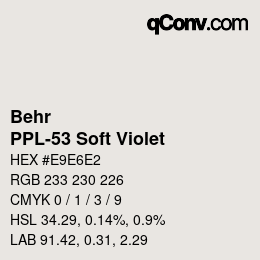 Code couleur: Behr - PPL-53 Soft Violet | qconv.com