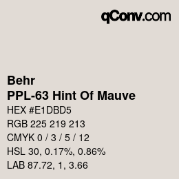 Color code: Behr - PPL-63 Hint Of Mauve | qconv.com