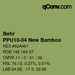 カラーコード: Behr - PPU10-04 New Bamboo | qconv.com