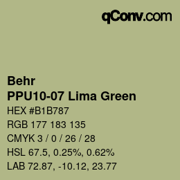 Color code: Behr - PPU10-07 Lima Green | qconv.com