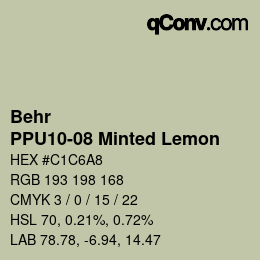 Color code: Behr - PPU10-08 Minted Lemon | qconv.com