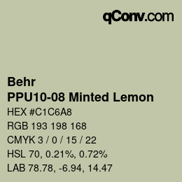 カラーコード: Behr - PPU10-08 Minted Lemon | qconv.com