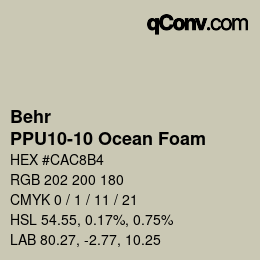 Code couleur: Behr - PPU10-10 Ocean Foam | qconv.com