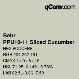 Color code: Behr - PPU10-11 Sliced Cucumber | qconv.com