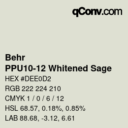 カラーコード: Behr - PPU10-12 Whitened Sage | qconv.com