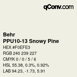 カラーコード: Behr - PPU10-13 Snowy Pine | qconv.com
