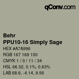 Color code: Behr - PPU10-16 Simply Sage | qconv.com