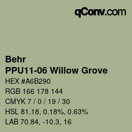 カラーコード: Behr - PPU11-06 Willow Grove | qconv.com