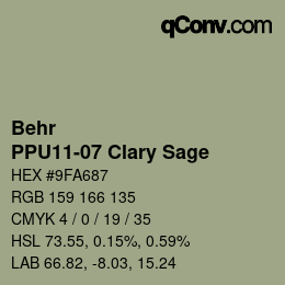 カラーコード: Behr - PPU11-07 Clary Sage | qconv.com