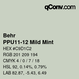 Farbcode: Behr - PPU11-12 Mild Mint | qconv.com