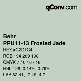 Code couleur: Behr - PPU11-13 Frosted Jade | qconv.com