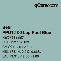 Color code: Behr - PPU12-06 Lap Pool Blue | qconv.com