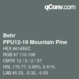 Color code: Behr - PPU12-19 Mountain Pine | qconv.com