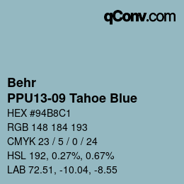 Color code: Behr - PPU13-09 Tahoe Blue | qconv.com